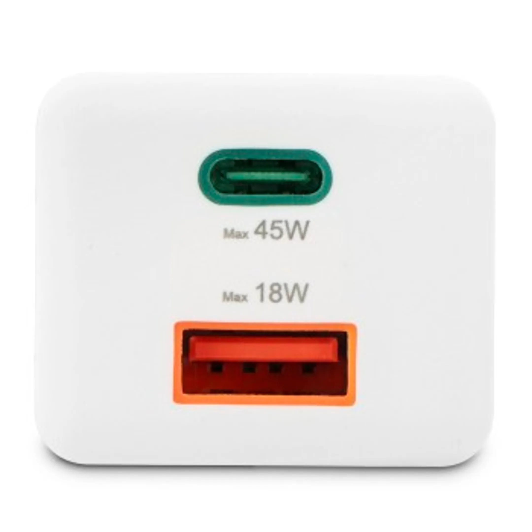 Hama Chargeur rapide, 1 USB-C, 1 USB-A, mini-chargeur, PD, 45 W, blanc image