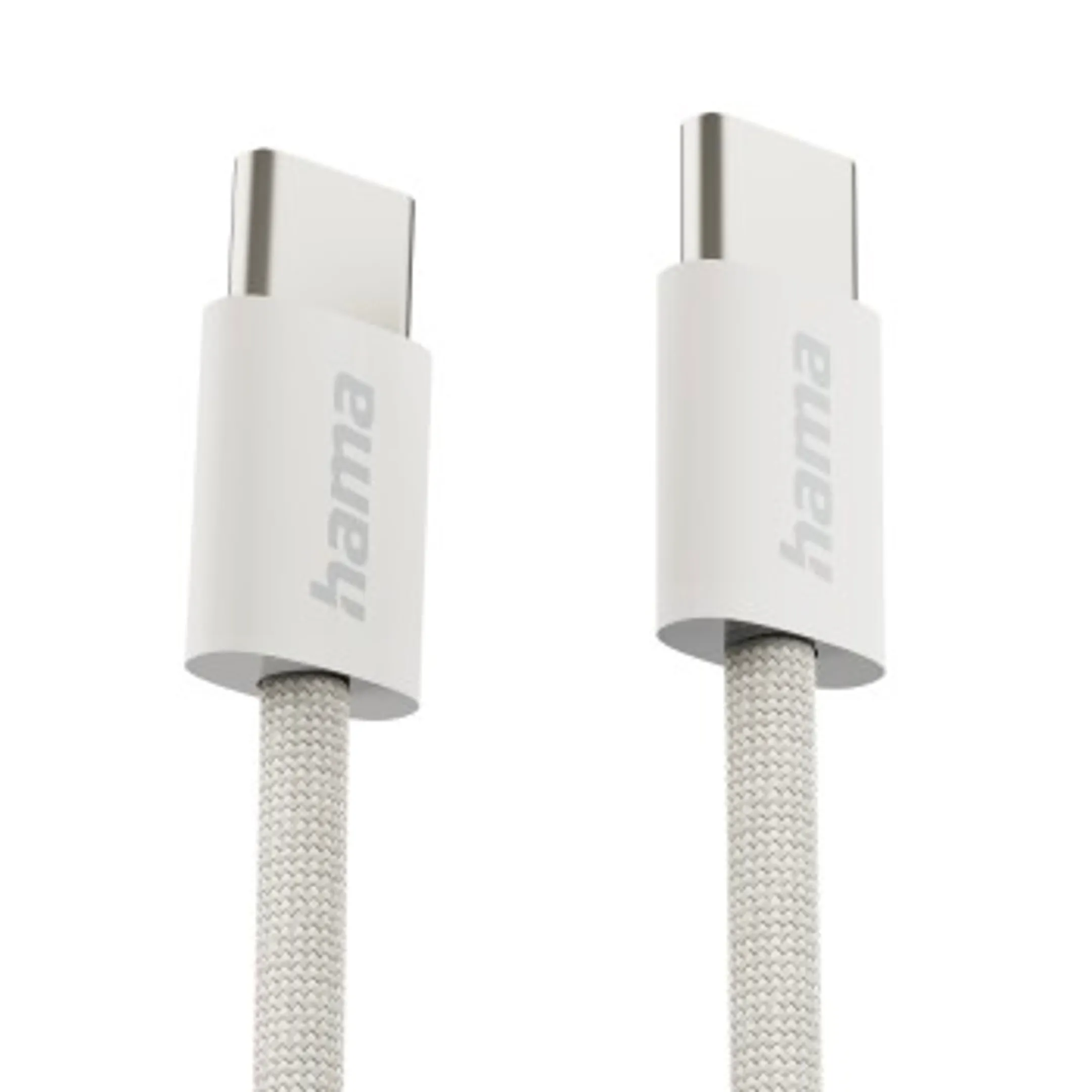 Hama Câble de charge "Fabric" USB-C - USB-C, 1 m, nylon, Beige image